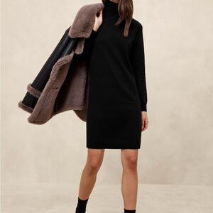 Elegant Black Turtleneck Sweater Dress